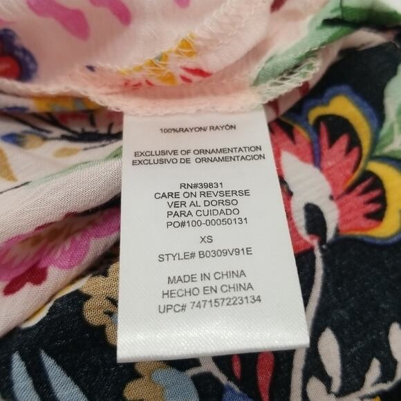 Democracy Womens XS Blouse Top Pink Boho Floral 3/4 Sleeve NEW Hippie - Picture 12 of 14